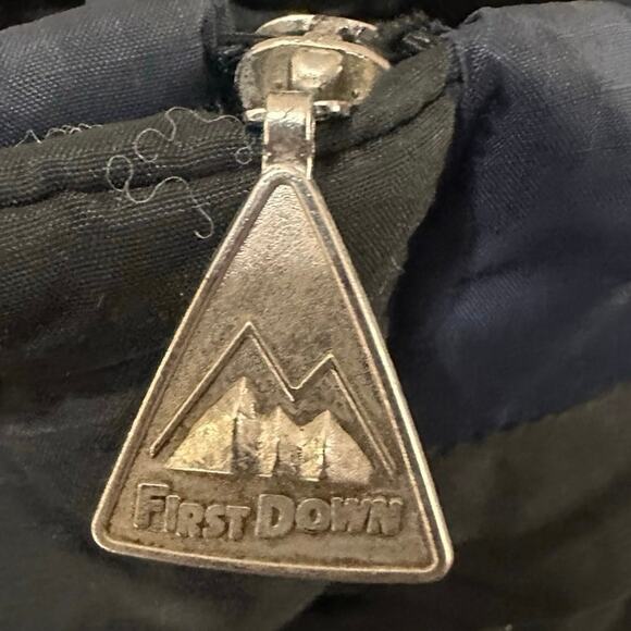 First Down Puffer heavy duty coat Vintage Black&Blue Mens LG Duck Down  3.5lb - Picture 12 of 12